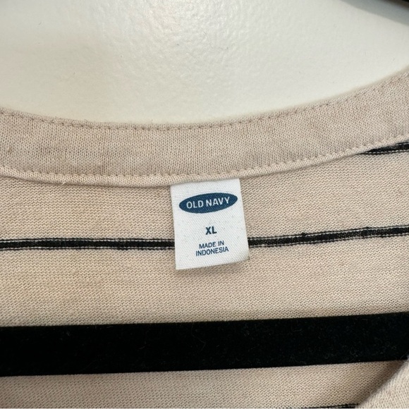 Old Navy Striped Henley Shirt Cream & Black - Picture 4 of 5